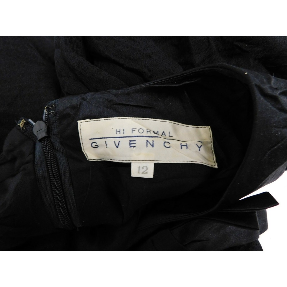 Givenchy Vintage Hi Formal Black Knit with Satin Bow Blouse sz 12 - Picture 4 of 4